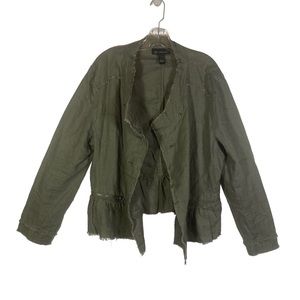 INC International Concepts Army Green 100% Linen utility jacket. Size XL